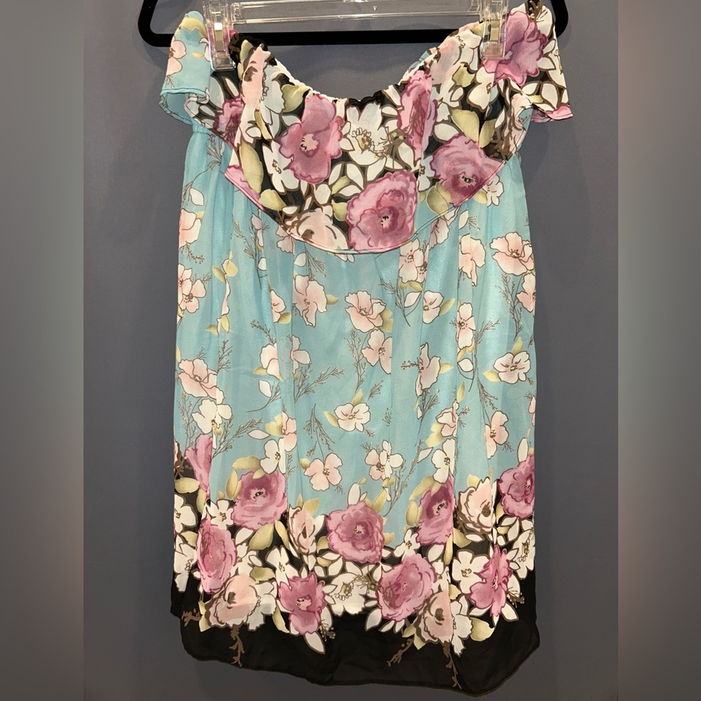 Floral Mini Dress in Blue and Pink